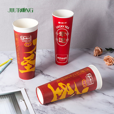 Biodegradable рифленый бумажный стаканчик пульсации 16oz с крышкой PLA