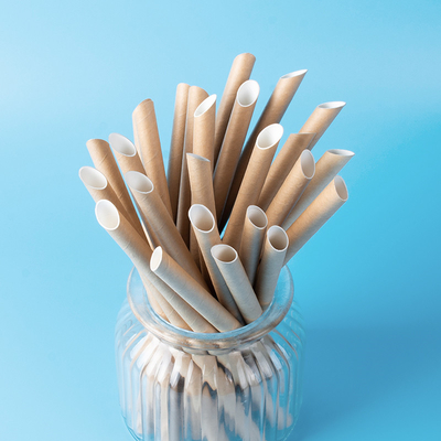 Biodegradable выпивая бумажный логотип соломы 6*197mm 8*230mm не токсический изготовленный на заказ