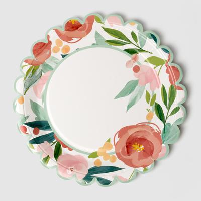 Качество еды Tableware поставок партии дня Валентайн бумажной тарелки устранимого цветка круглое