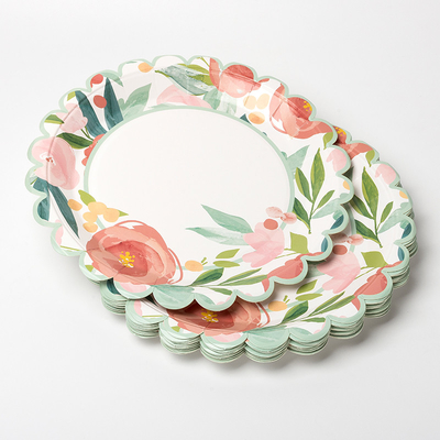 Качество еды Tableware поставок партии дня Валентайн бумажной тарелки устранимого цветка круглое