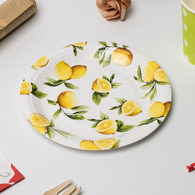 Поставки дня рождения лимона дружелюбных Biodegradable бумажных тарелок Eco Compostable