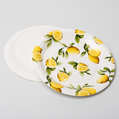 Поставки дня рождения лимона дружелюбных Biodegradable бумажных тарелок Eco Compostable