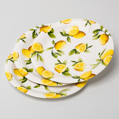 Поставки дня рождения лимона дружелюбных Biodegradable бумажных тарелок Eco Compostable