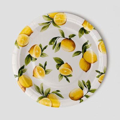 Поставки дня рождения лимона дружелюбных Biodegradable бумажных тарелок Eco Compostable