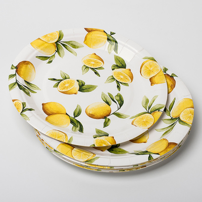 Поставки дня рождения лимона дружелюбных Biodegradable бумажных тарелок Eco Compostable